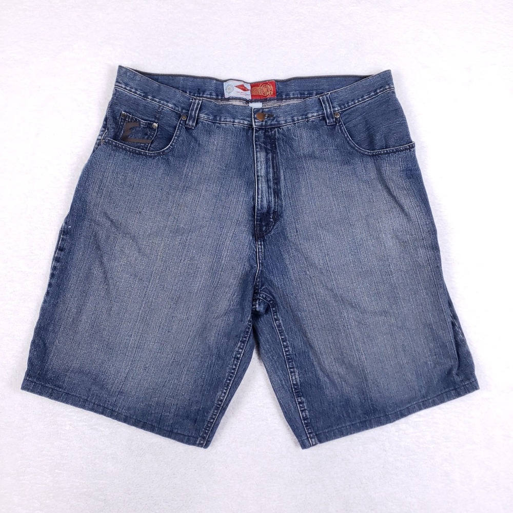 Evolution‎ Jeans Denim Shorts 44 Baggy Blue Y2K Hip Hop Skater Streetwear